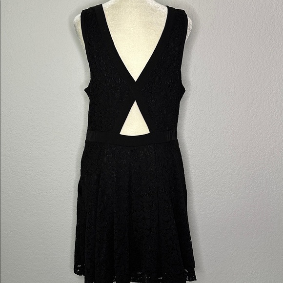 Free People Lovely in Lace Elegant Black Lace Fit and Flare Mini Dress Medium - Picture 7 of 15